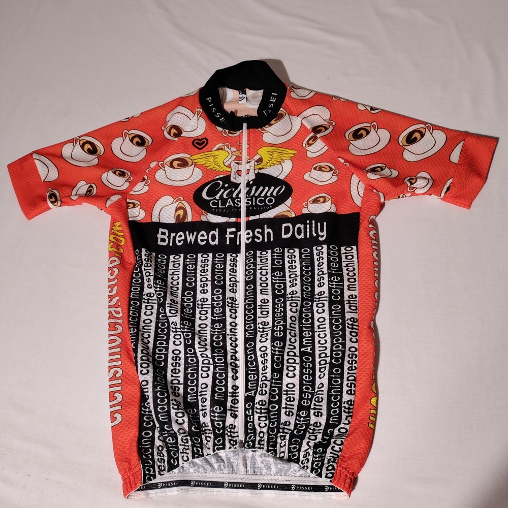 Pissei Ciclismo Classico Coffee Cycling Jersey Orange Womens Sz 2 Made in Italy